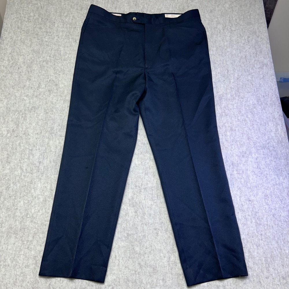 Sansabelt Mens Black‎ Dress Pants Flat Front Size 42 x 31 Elastic Waist